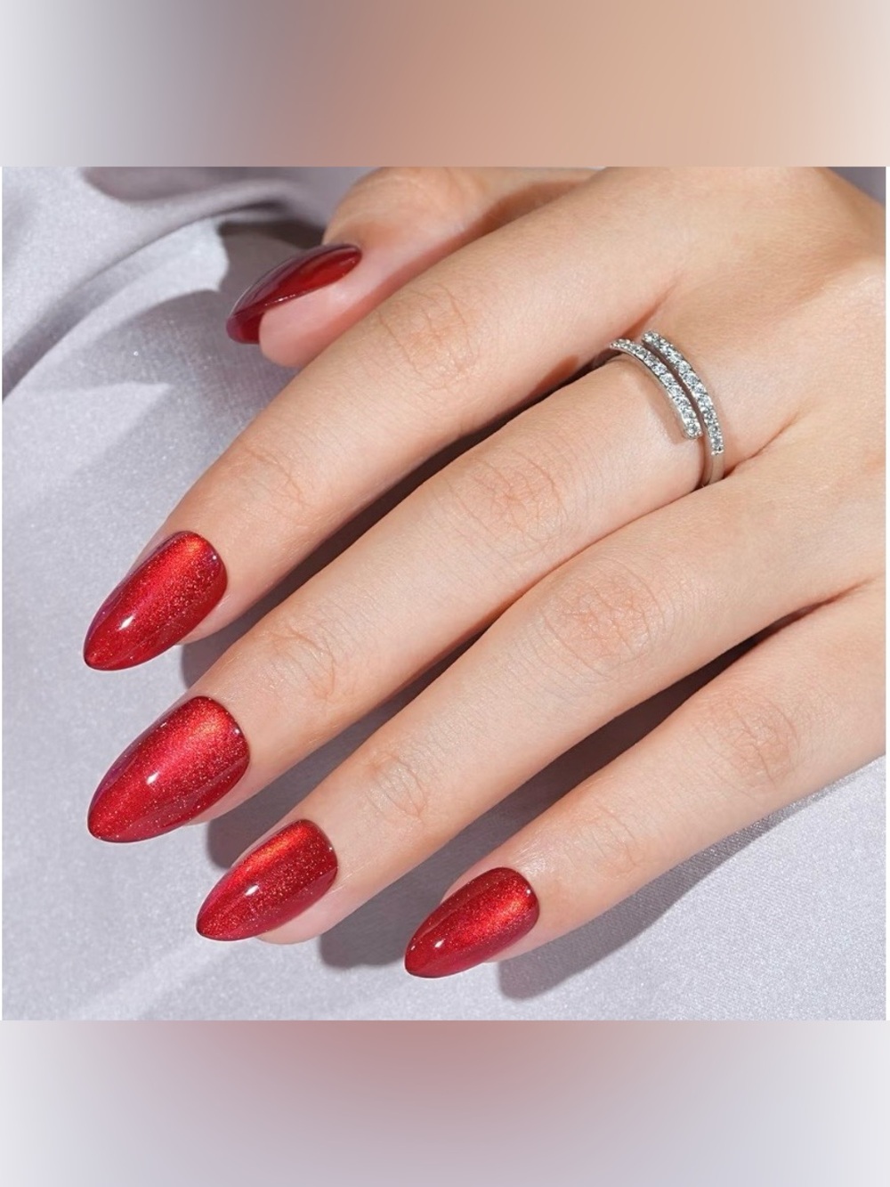 Luxury Red Cat Eye Shimmer Press-On Nails for Women NWT Boxed Holidays ❤️💅🏻❤️